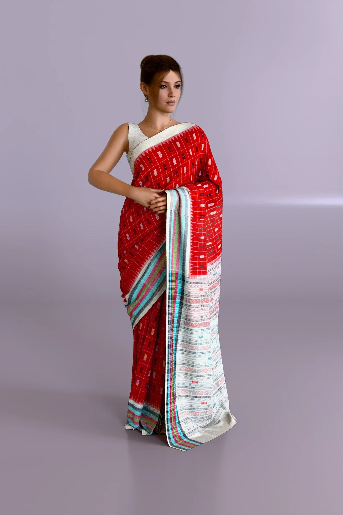 Red Hazarbuti Sambalpuri Cotton Saree