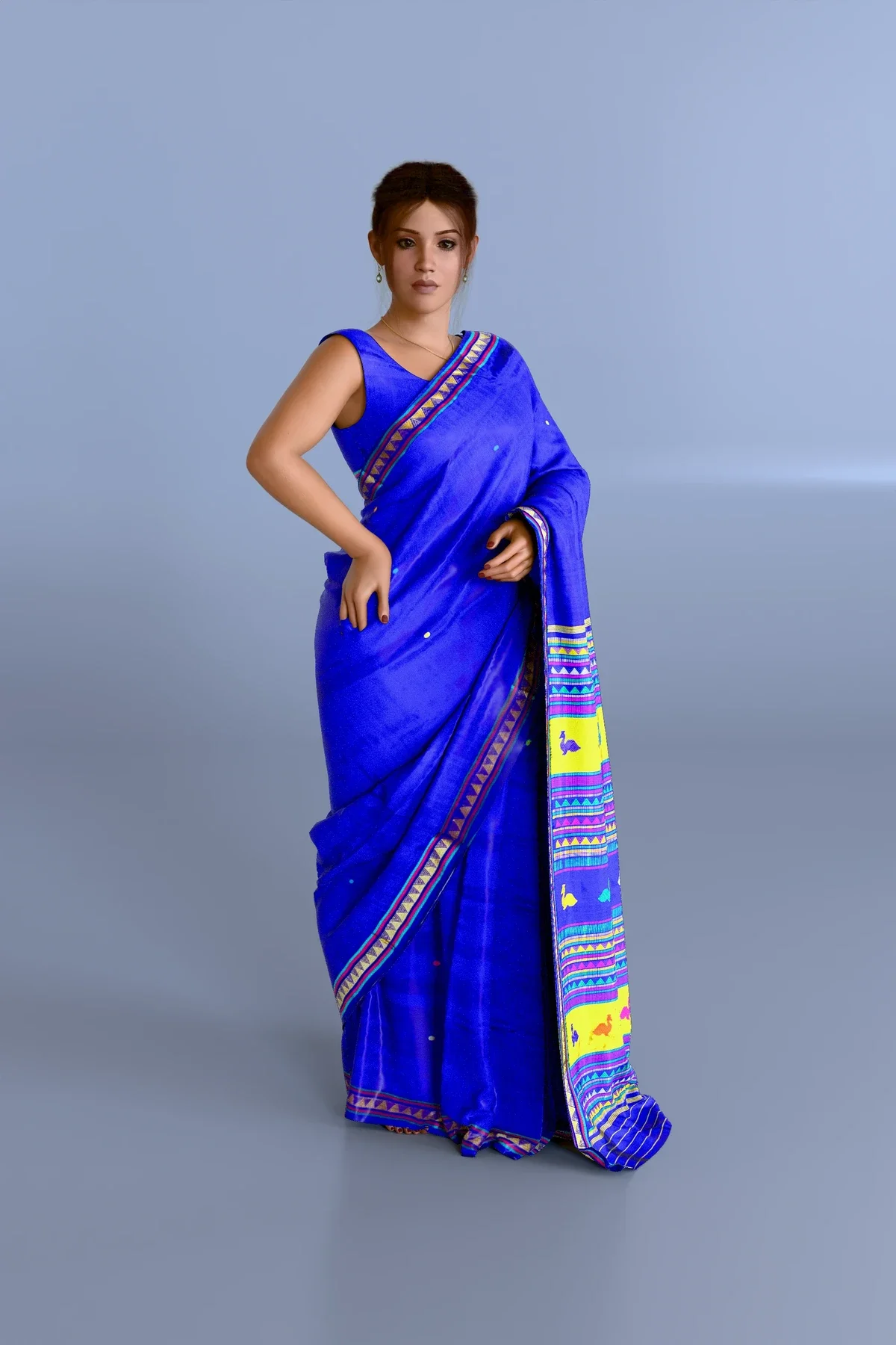 Blue Dongria Silk Saree