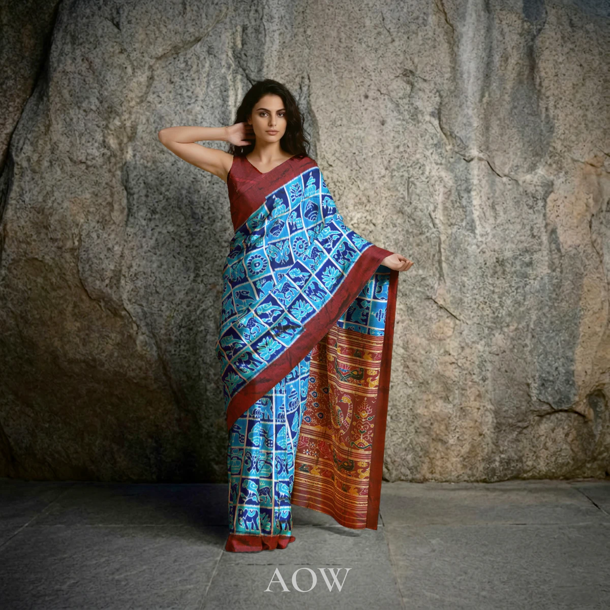 Blue Nabakothi Khandua Pata Saree