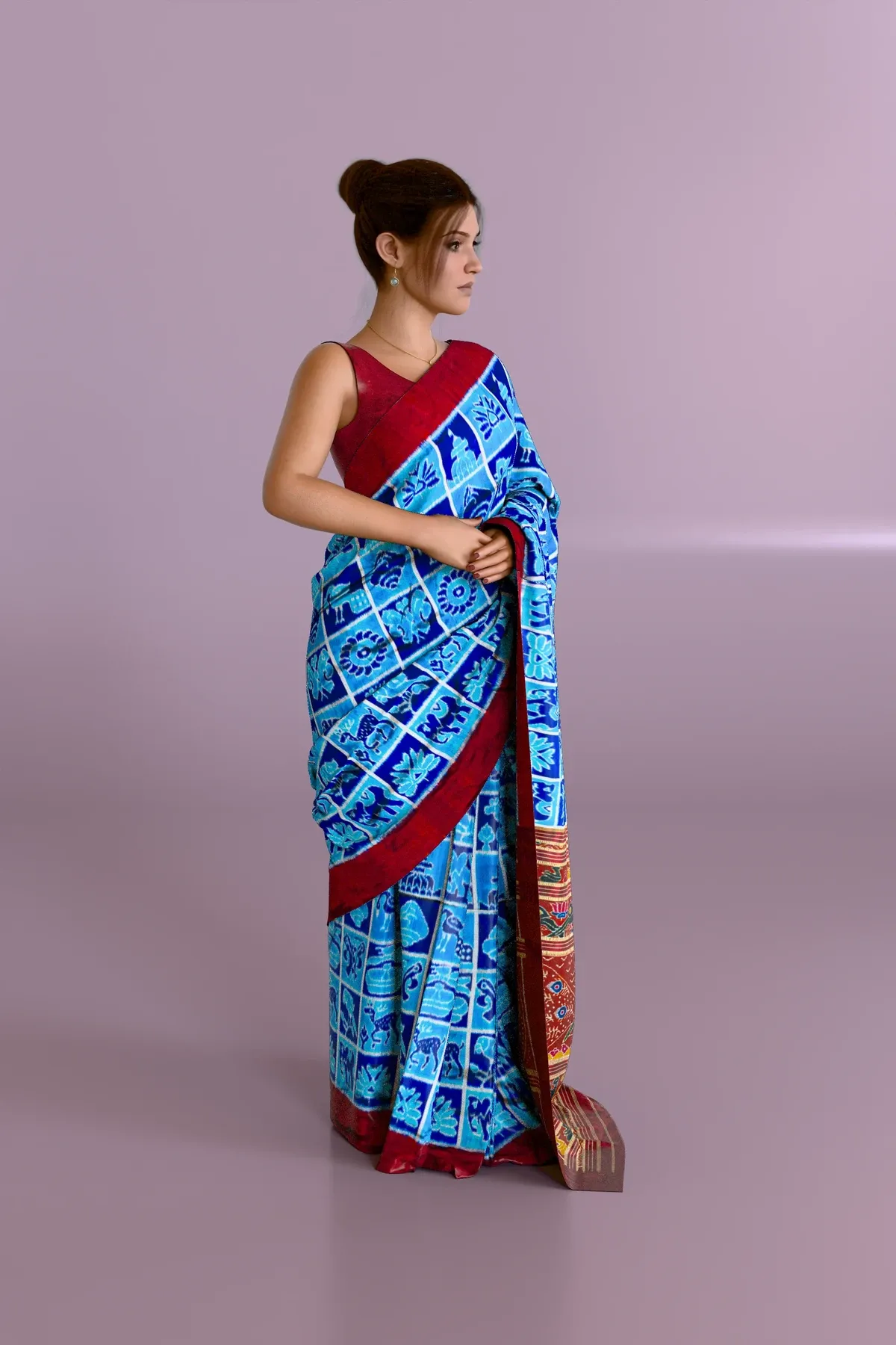 Blue Nabakothi Khandua Pata Saree