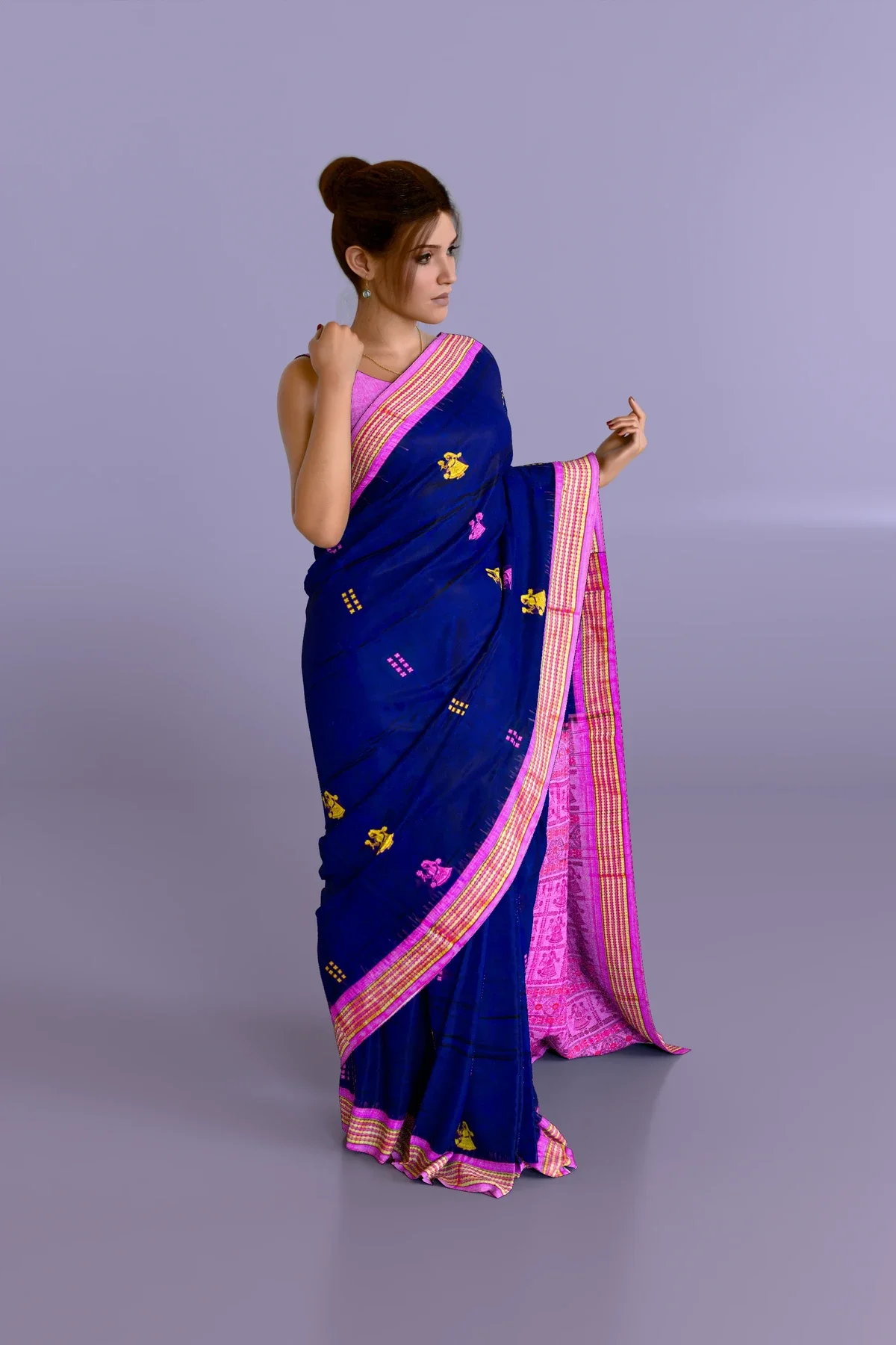 Blue Bomkei Cotton Saree