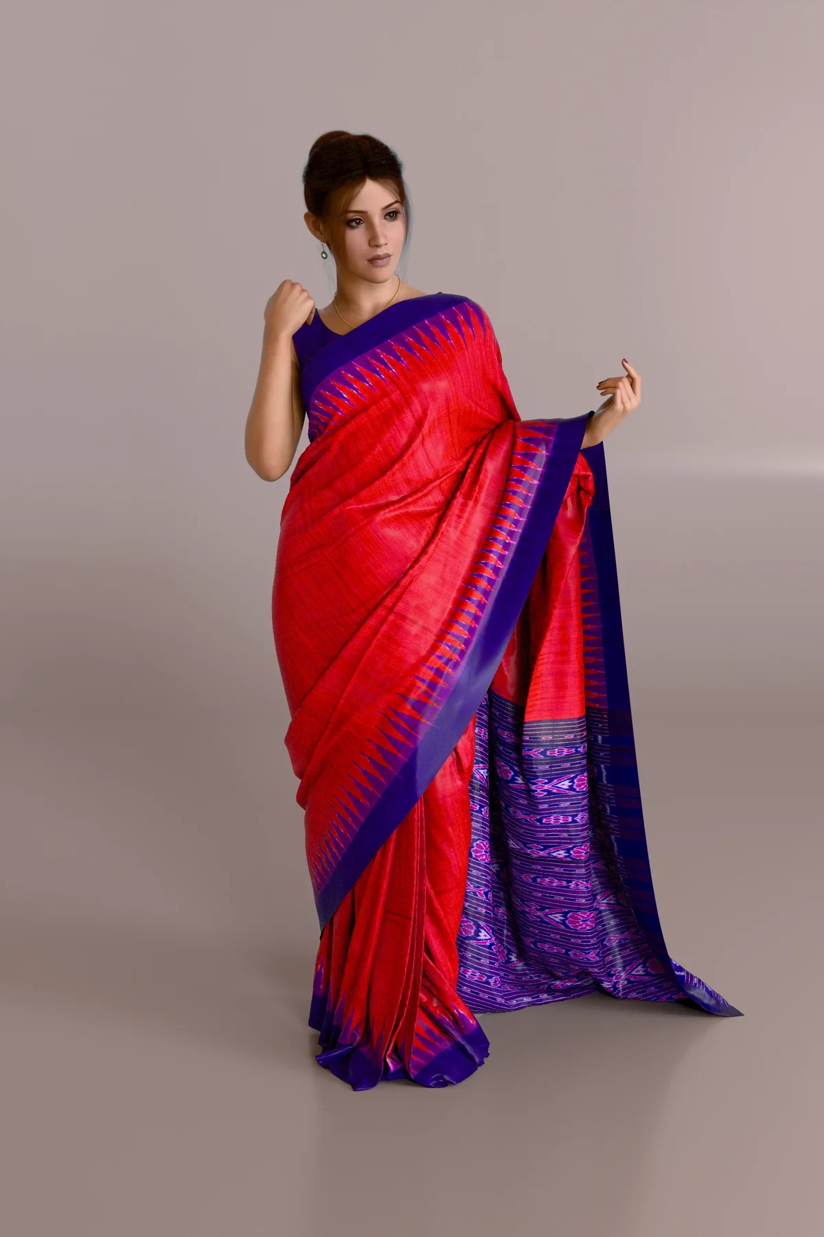 Red Violet Coarse Eri Silk Saree