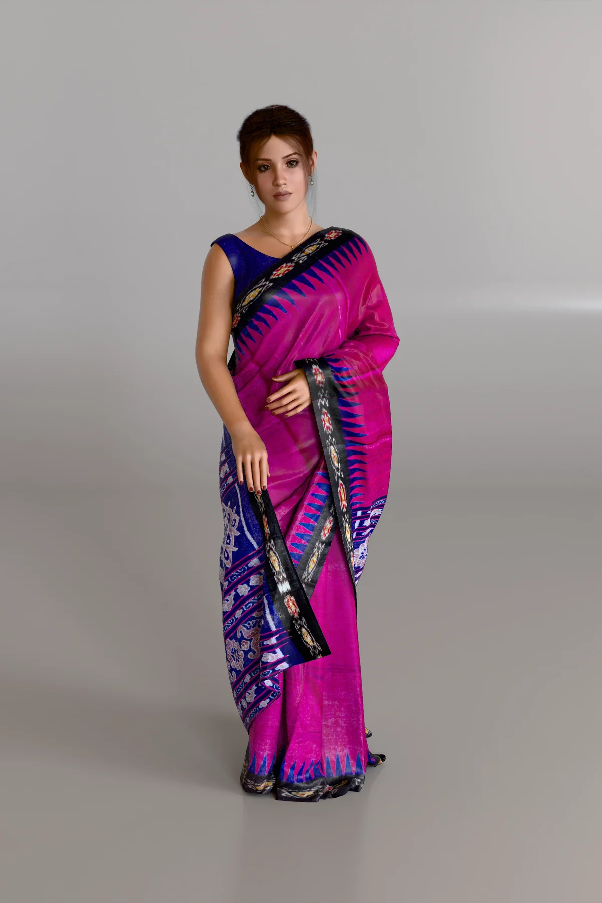 Pink Blue Pasapali Border Eri Silk Saree