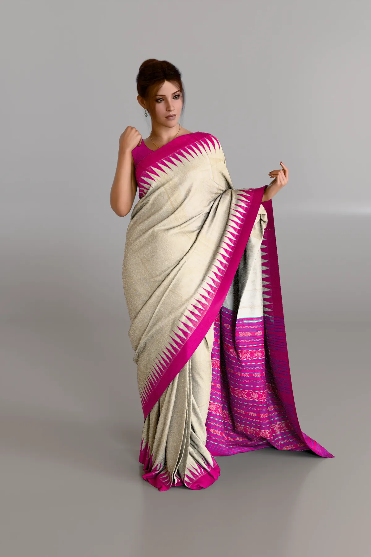 Beige Pink Eri Silk Saree