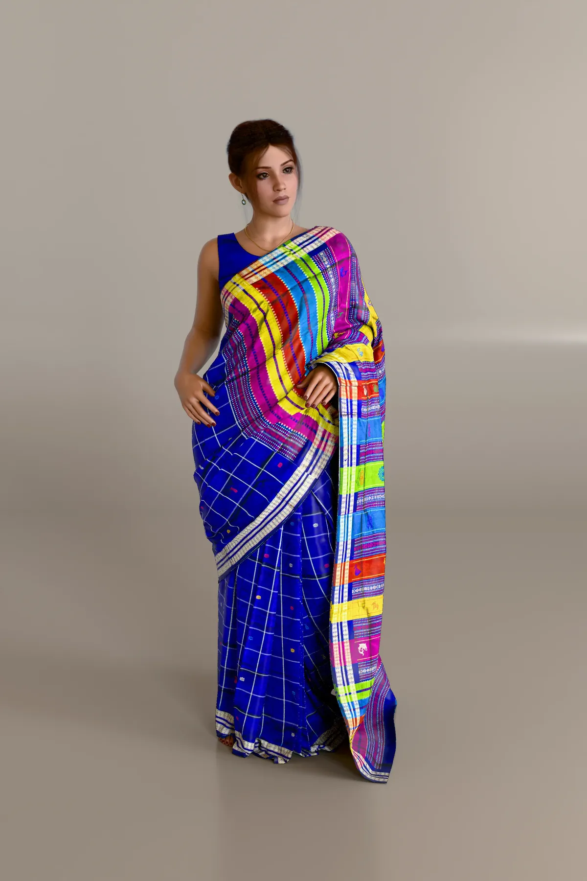 Violet Double Anchal Berhampuri Pure Pata Saree