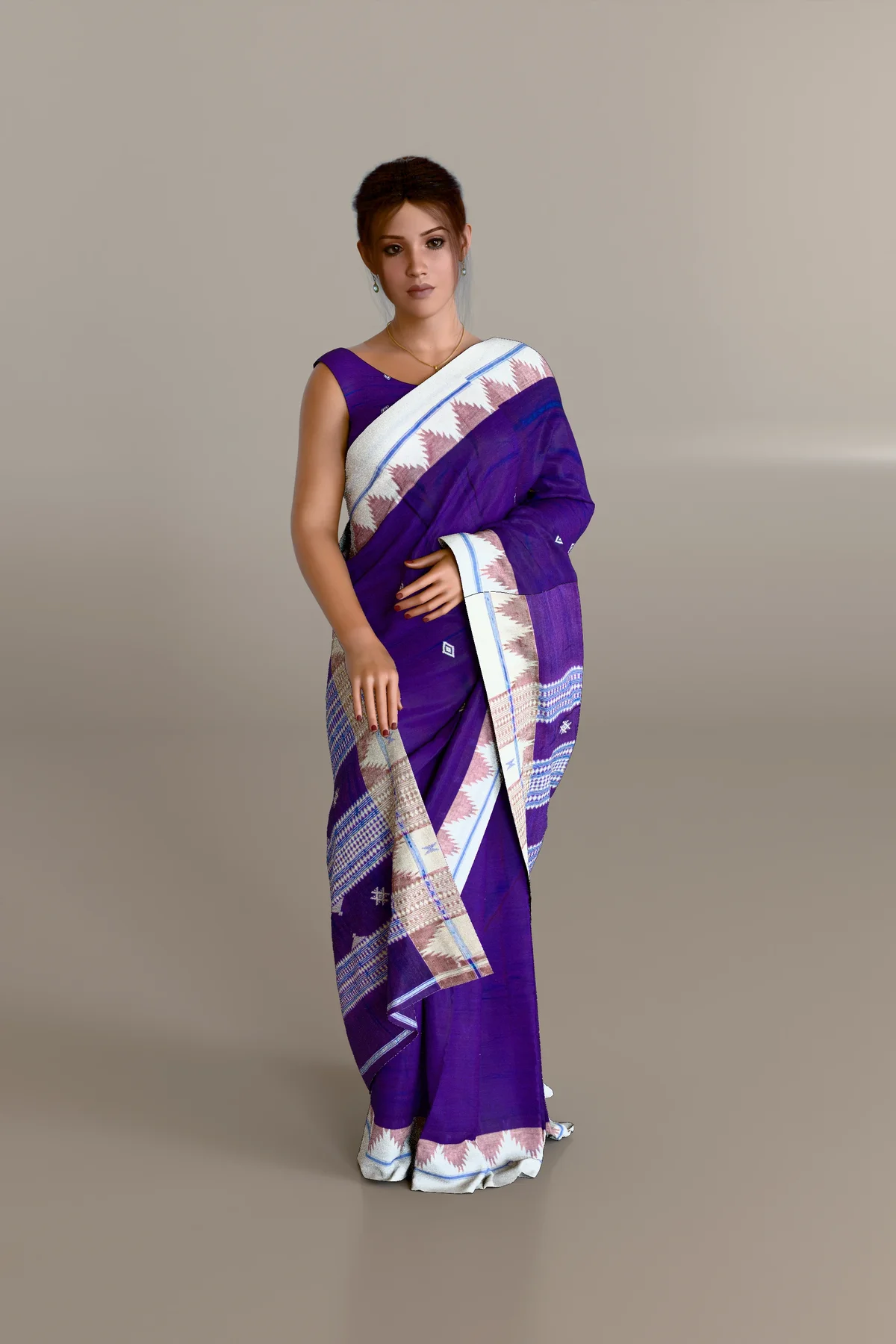 Violet Beige Kotpad Cotton Saree