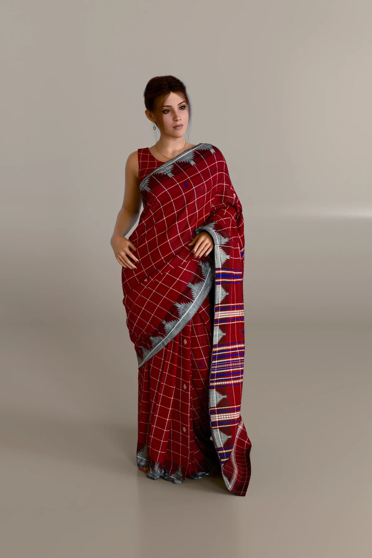Maroon Gray Kotpad Cotton Saree