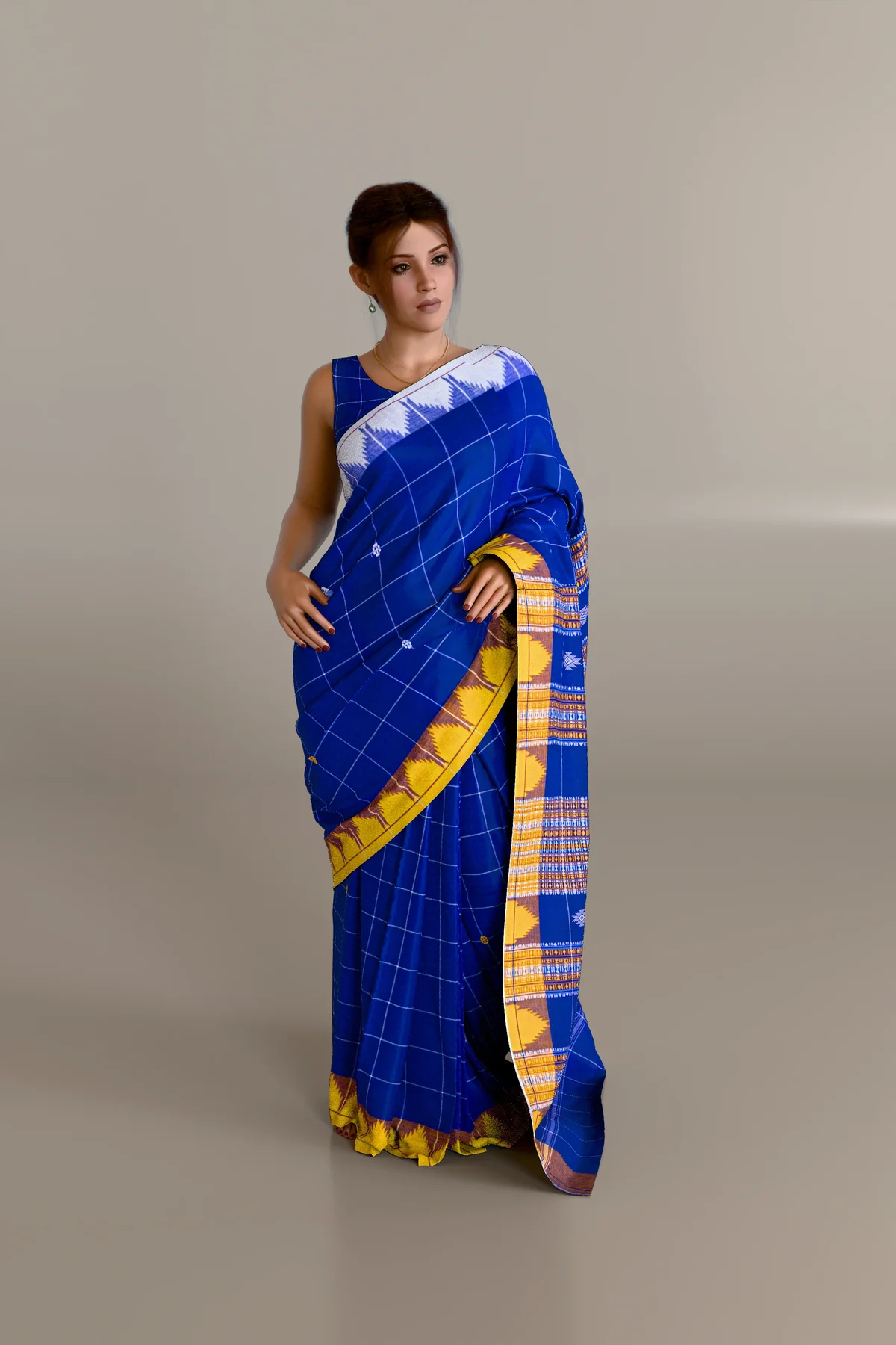 Blue White Kotpad Cotton Saree