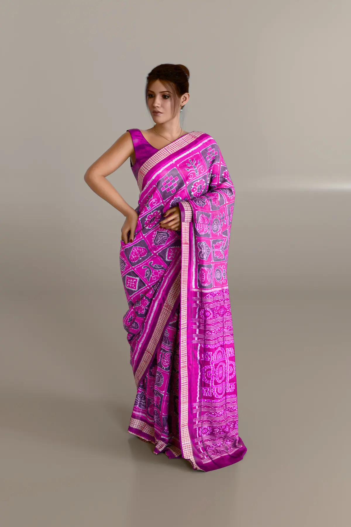 Pink Nabakothi Sambalpuri Pure Pata Saree