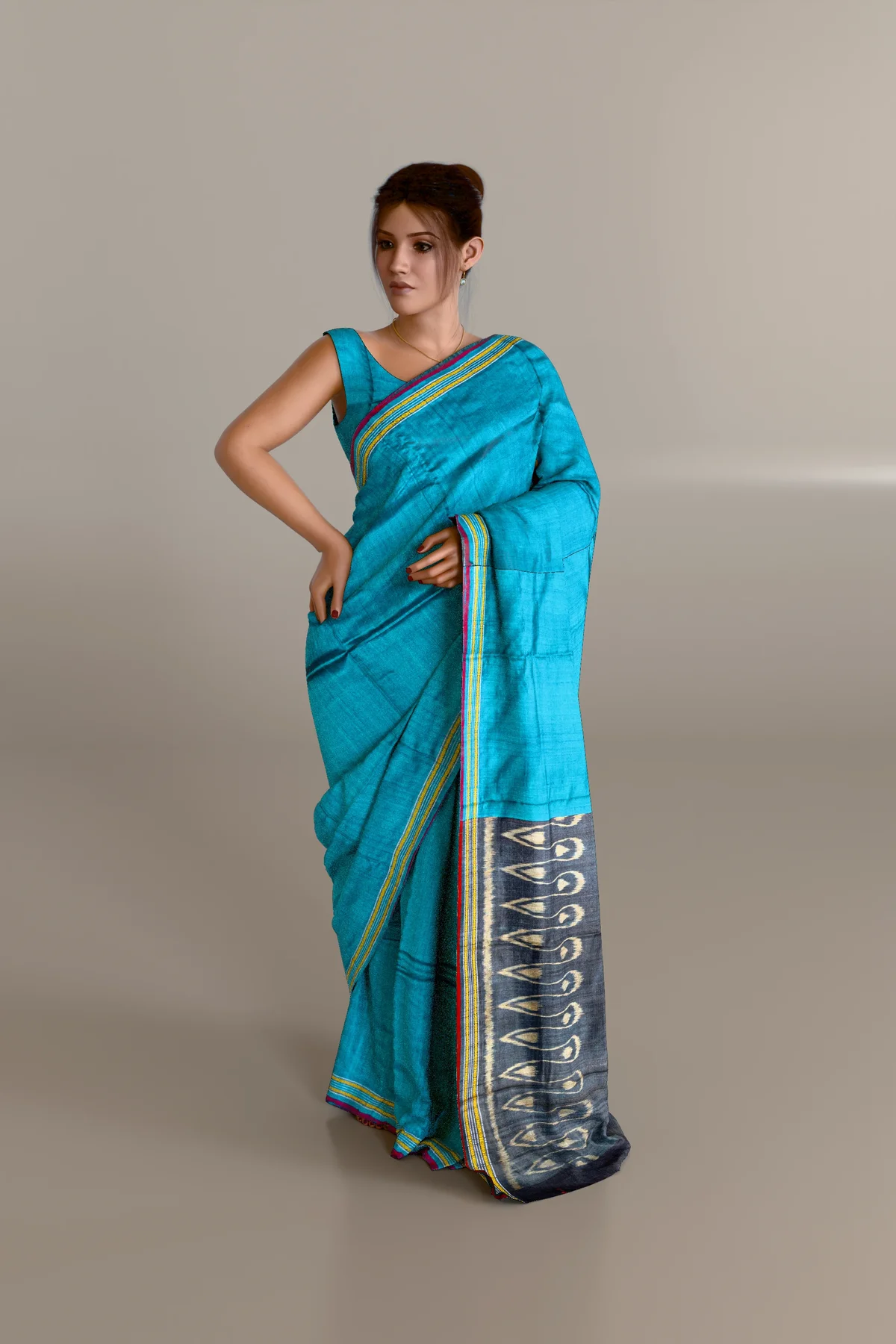 Blue Ikat Pallu Gopalpur Tussar Silk Saree