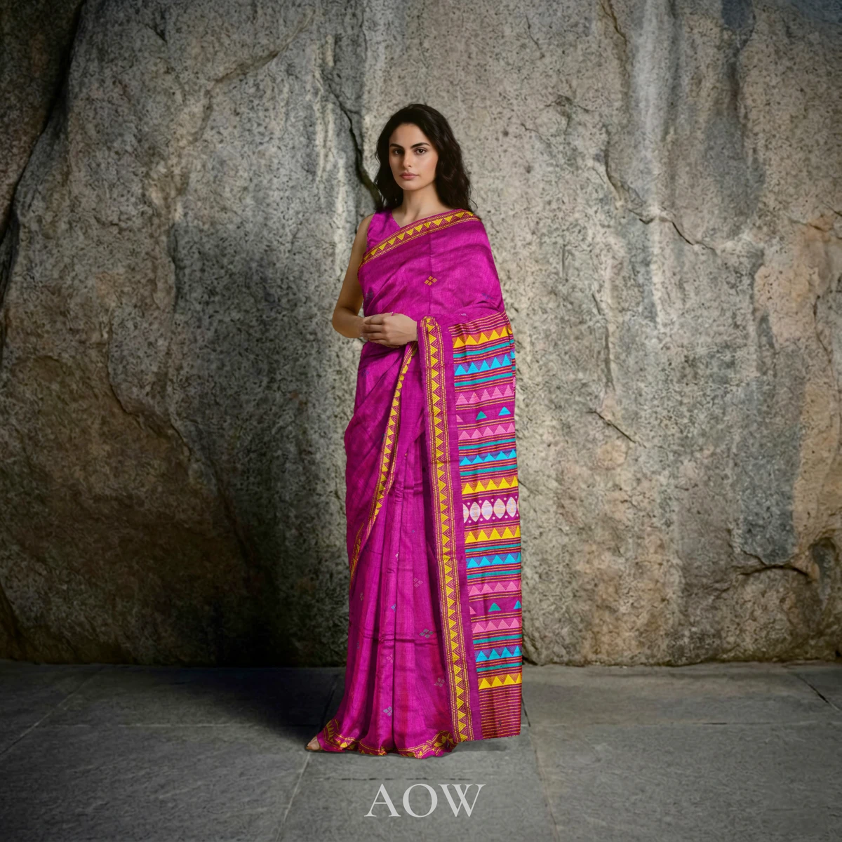Pink Dongaria Gopalpur Tussar Silk Saree