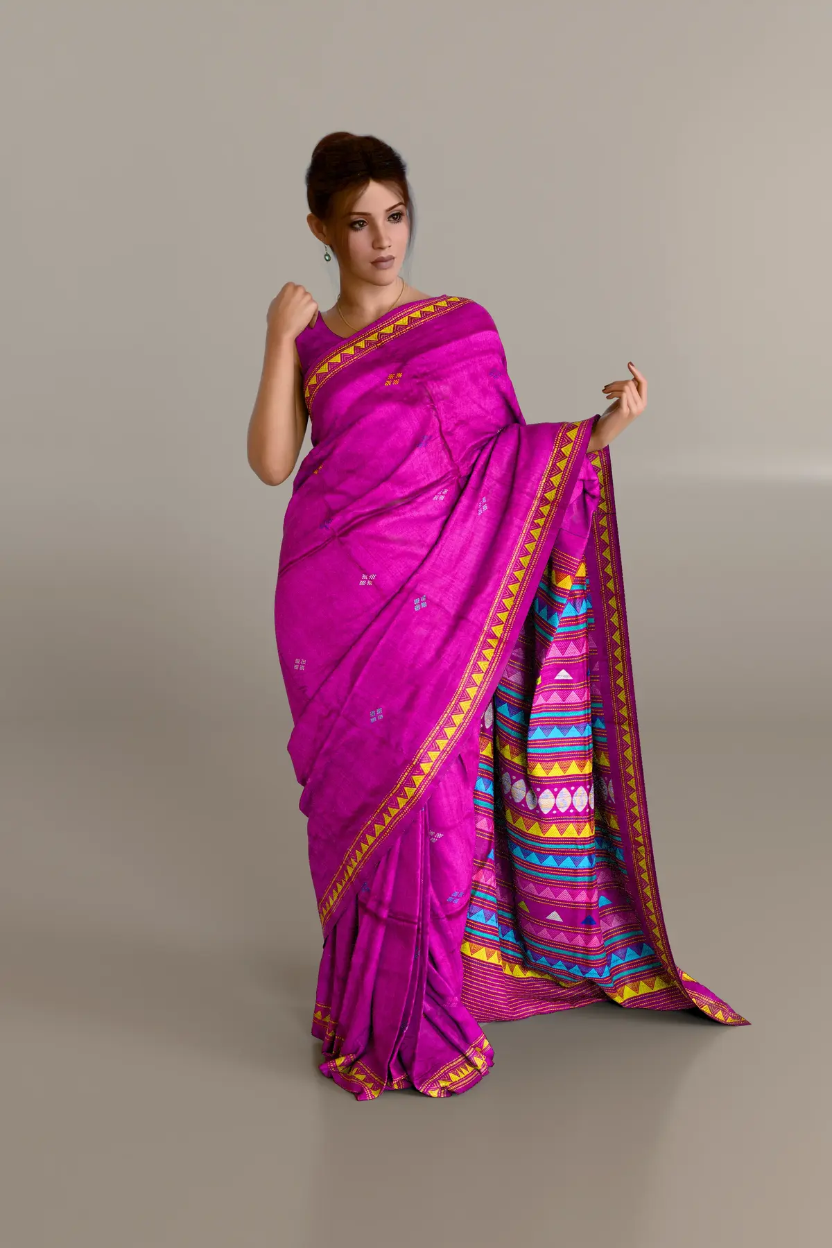 Pink Dongaria Gopalpur Tussar Silk Saree