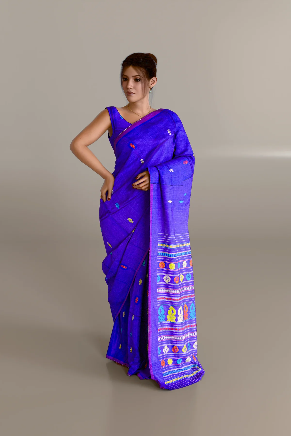 Violet Jalla Mayur Buti Gopalpur Tussar Silk Saree
