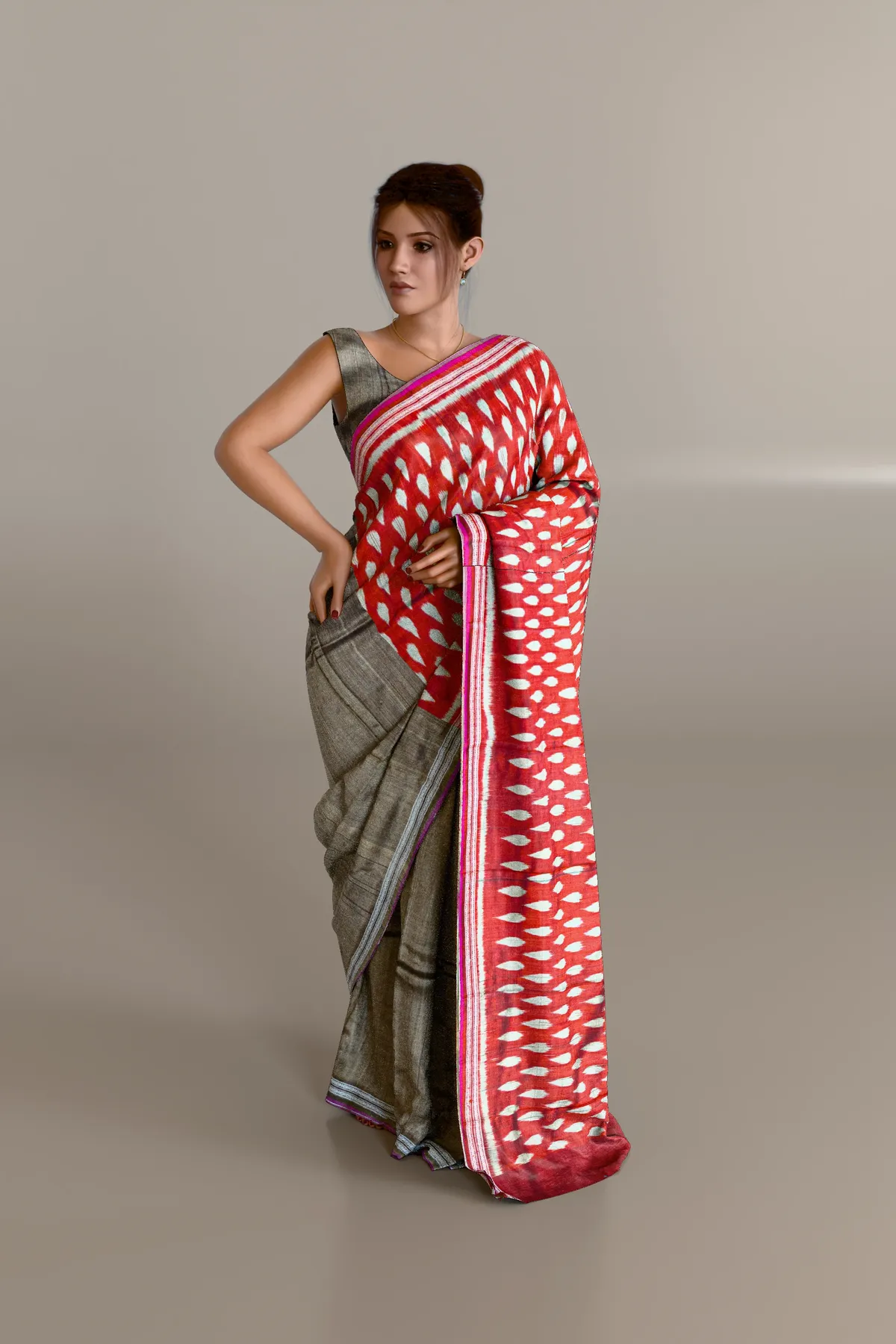 Maroon Double Pallu Gopalpur Tussar Silk Saree