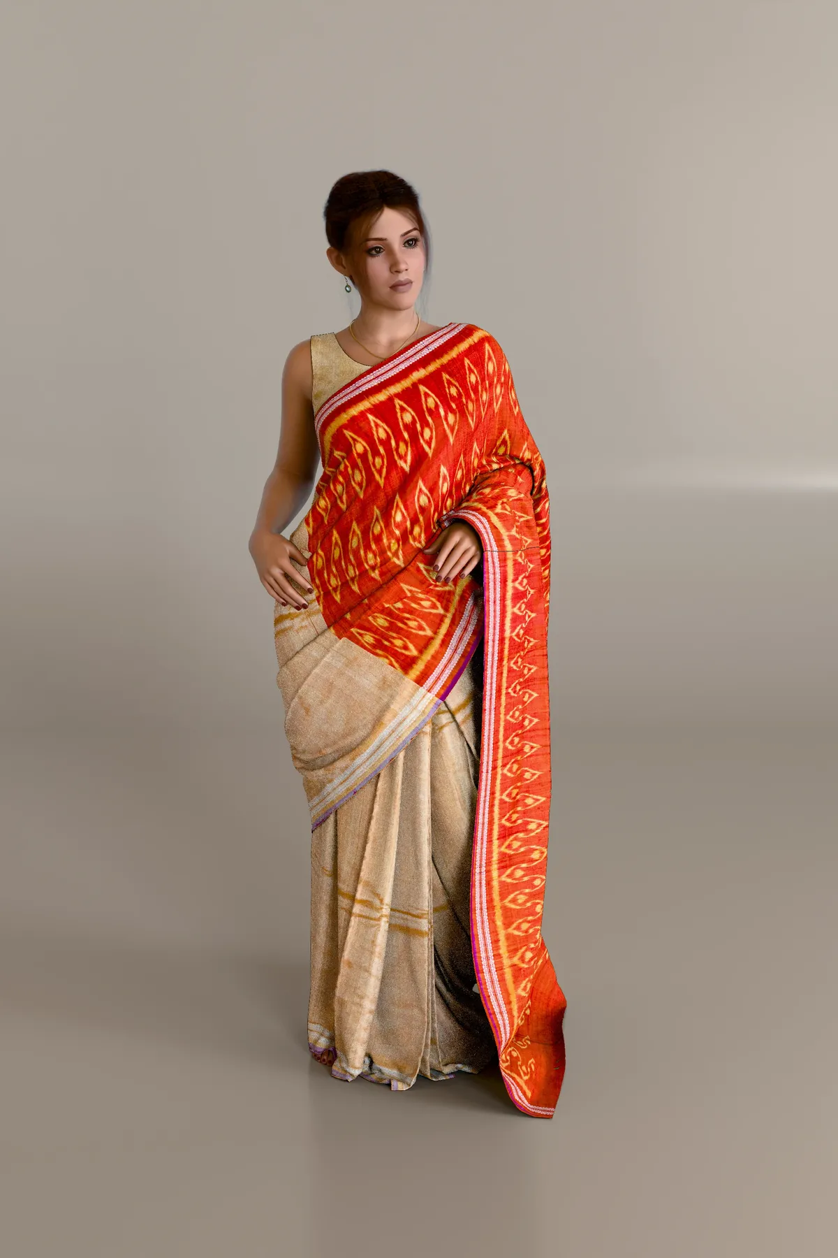 Red Double Pallu Gopalpur Tussar Silk Saree