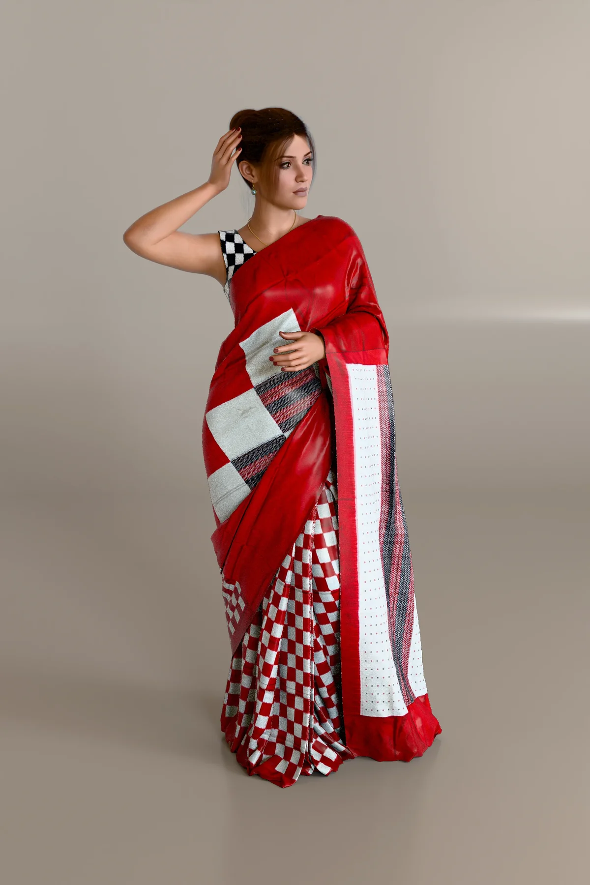 Red Pasapali Sambalpuri Pure Pata Saree