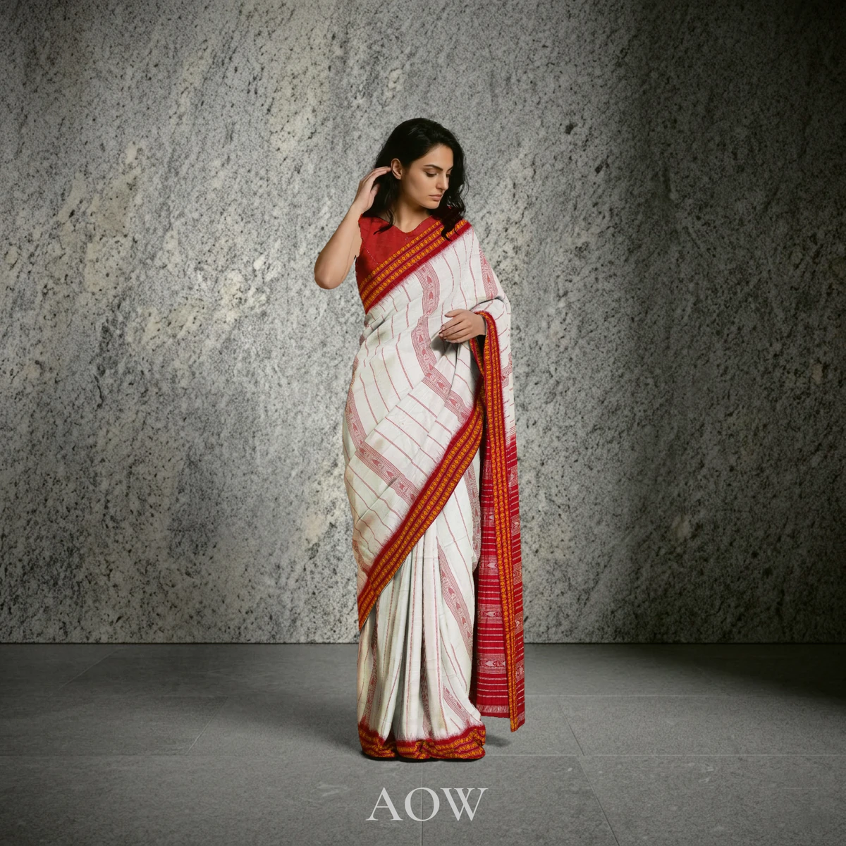 White Habaspuri Cotton Saree