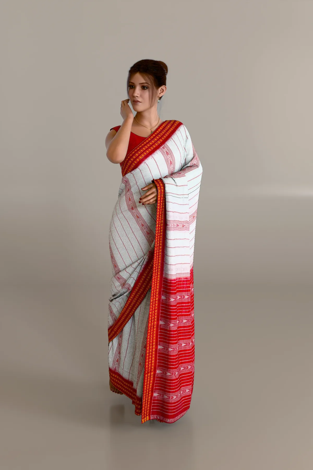 White Habaspuri Cotton Saree
