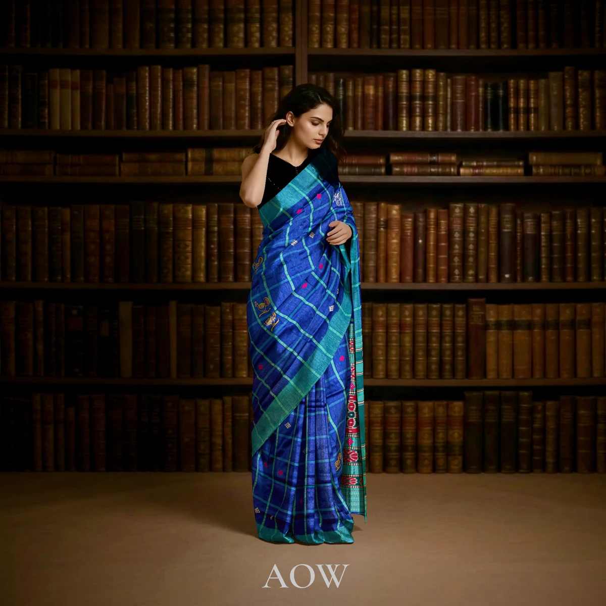 Blue Santali Tussar Silk Saree