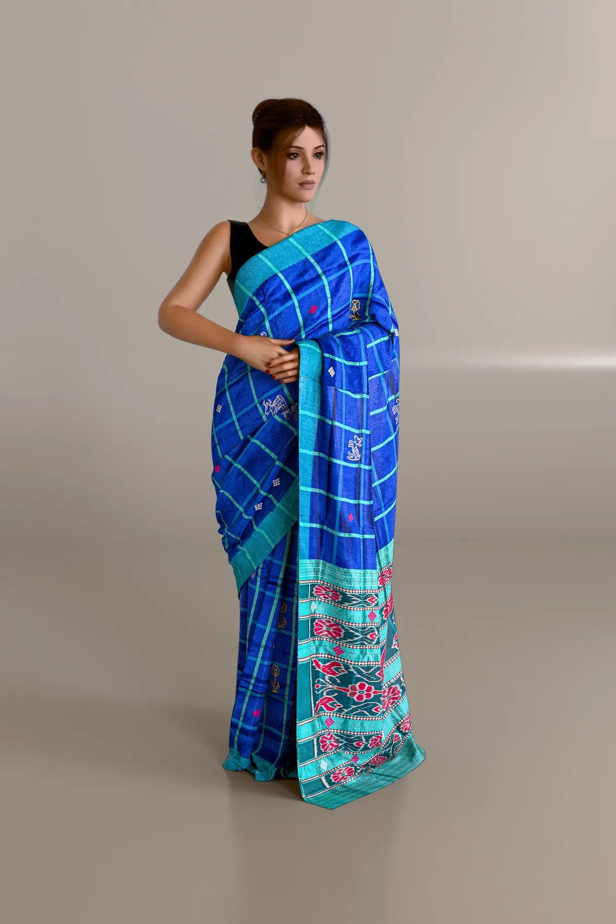 Blue Santali Tussar Silk Saree
