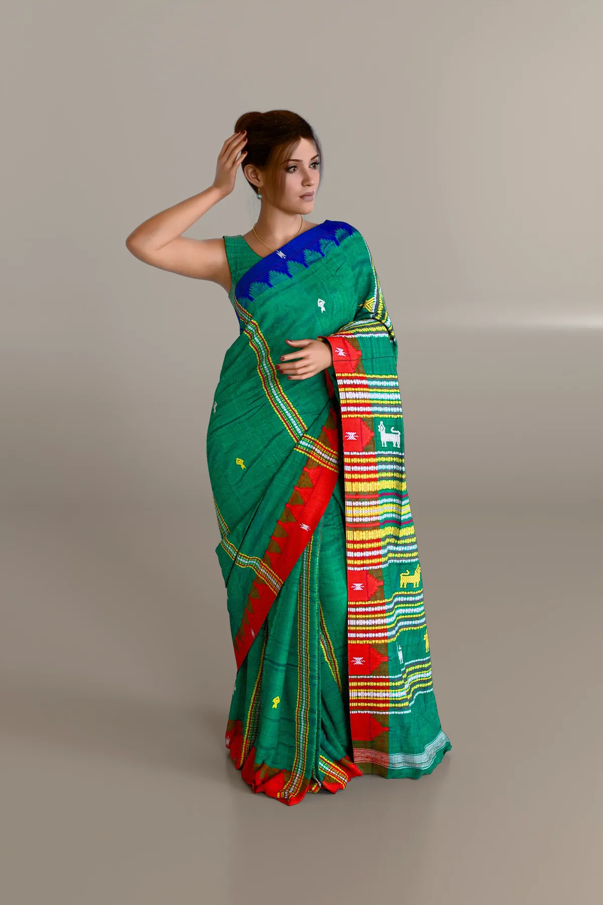 Green Ganga Jamuna Border Kotpad Tussar Silk Saree