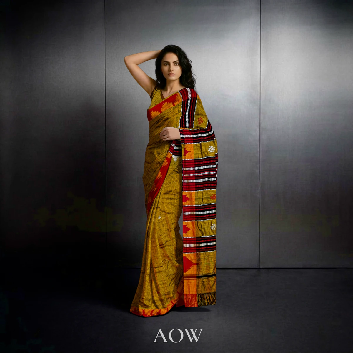 Golden Red Border Kotpad Tussar Silk Saree