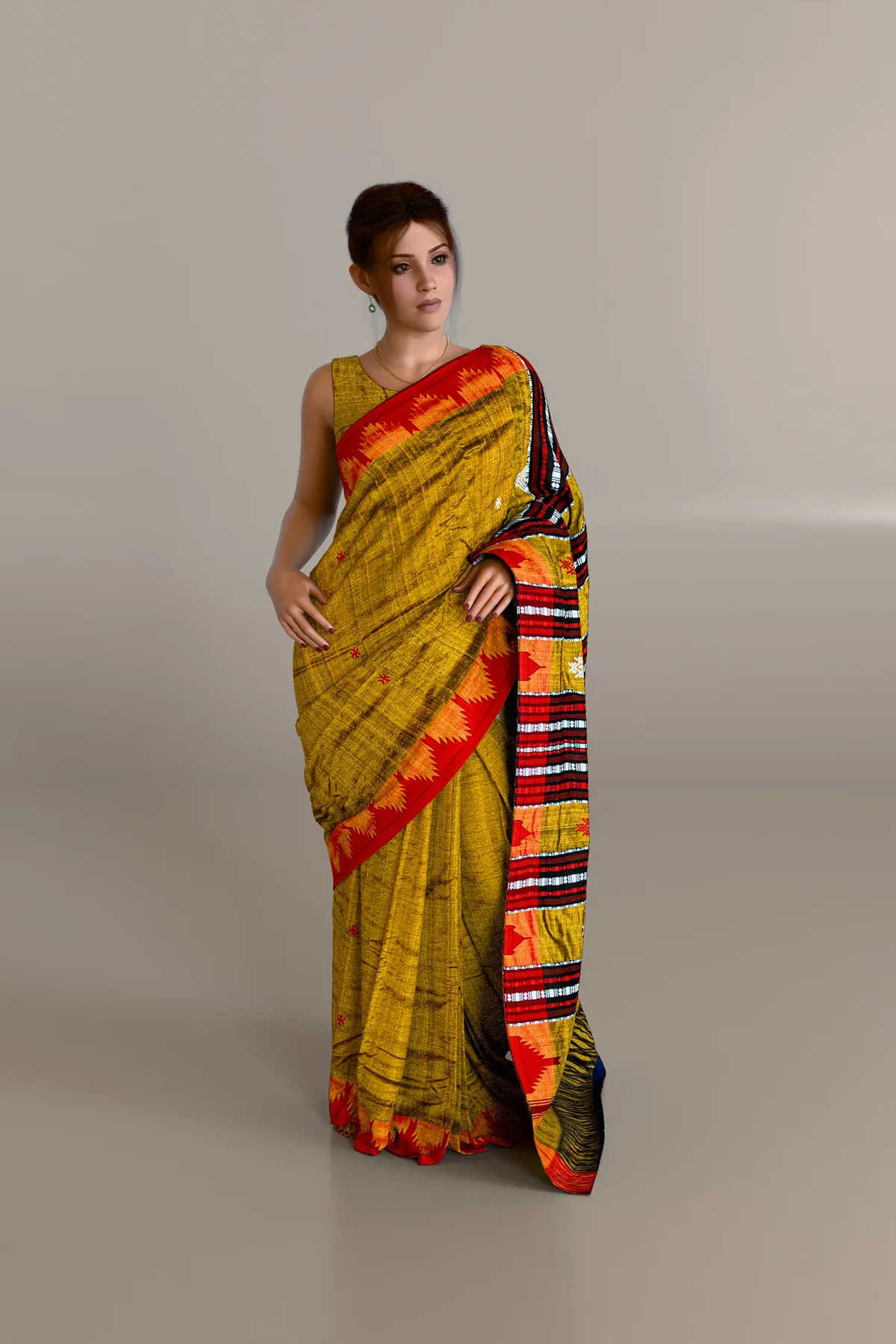 Golden Red Border Kotpad Tussar Silk Saree