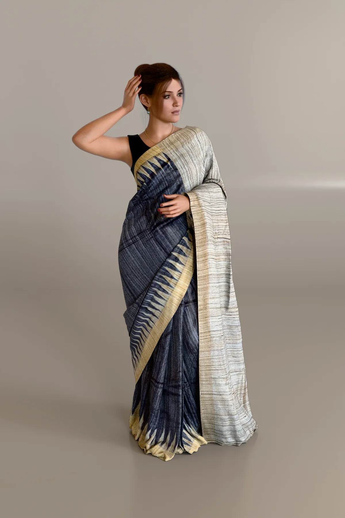 Black Gopalpur Tussar Silk Saree
