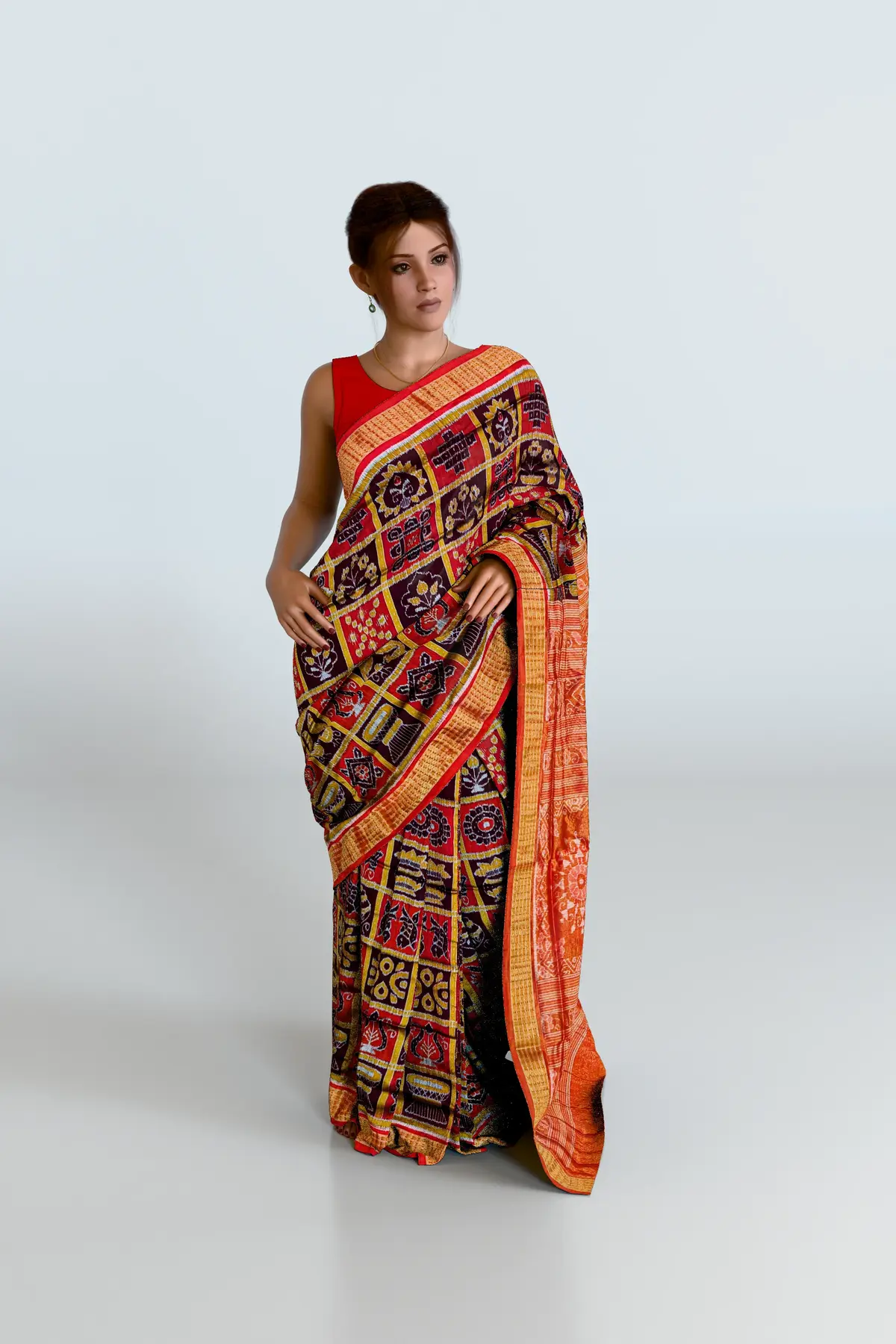 Nabakothi Half Tissue Sambalpuri Pure Pata Saree