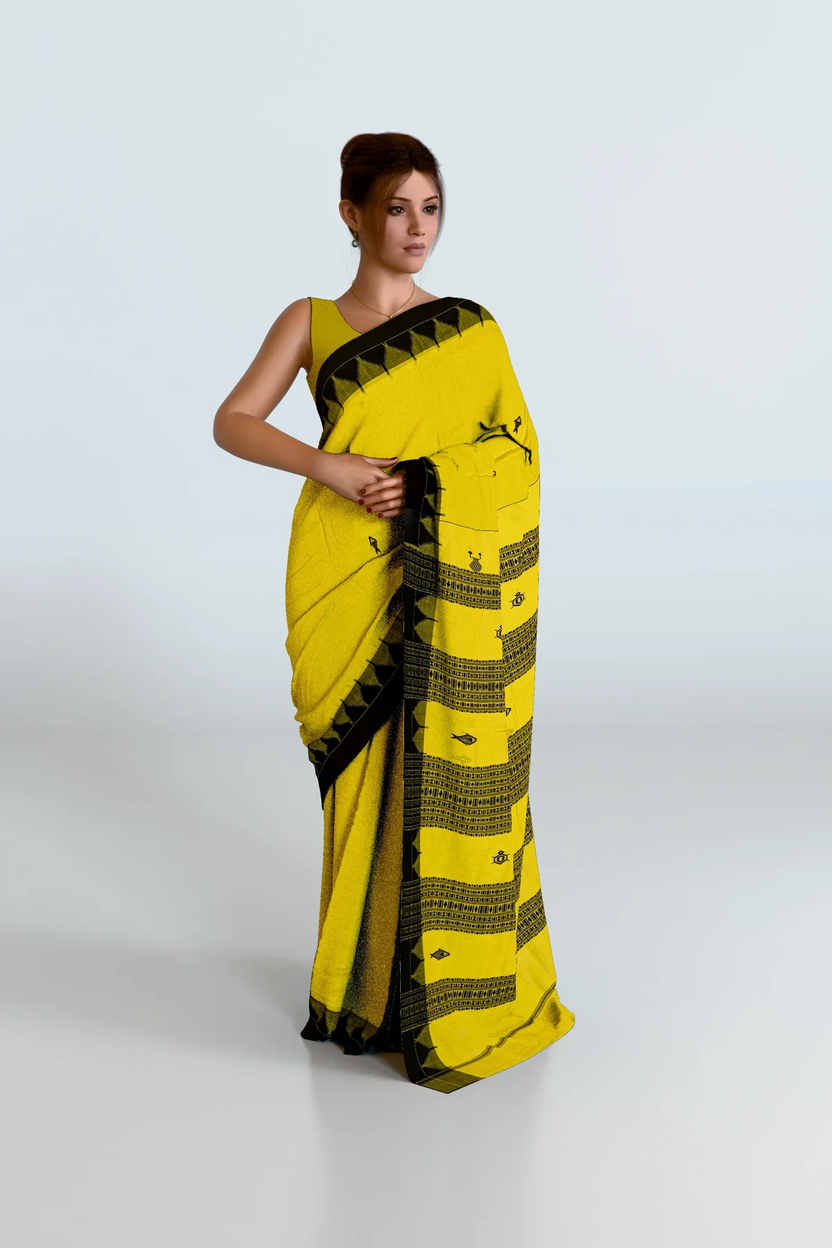 Yellow Cotton Kotpad Saree