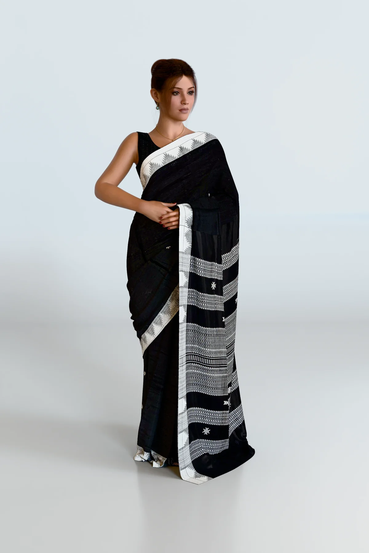 Black Cotton Kotpad Saree