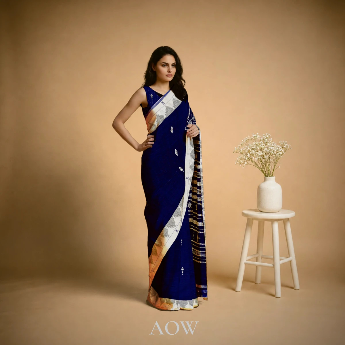 Indigo Cotton Kotpad Saree