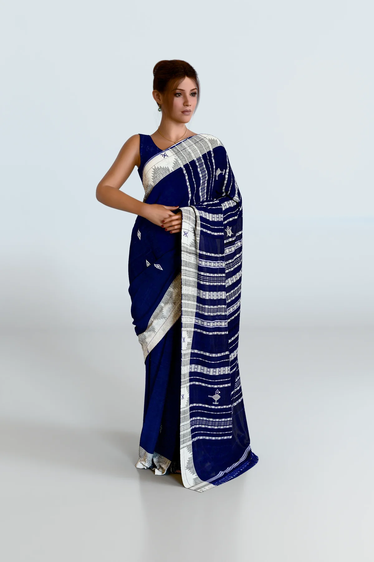 Indigo Cotton Kotpad Saree
