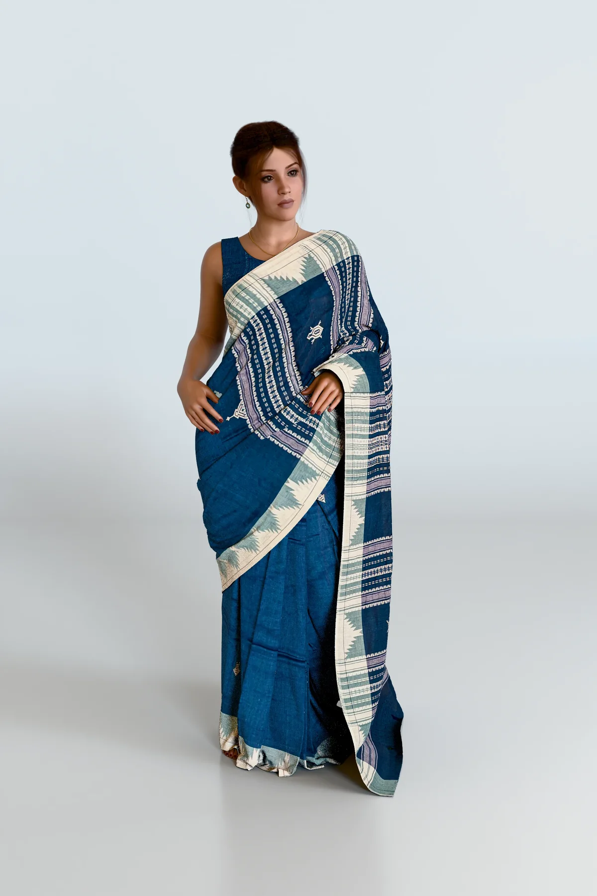 Blue Cotton Kotpad Saree