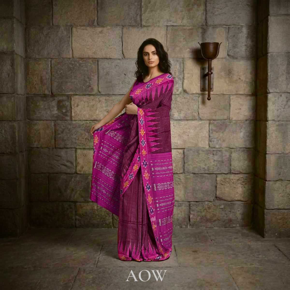 Maroon Pasapali Border Eri Silk Saree
