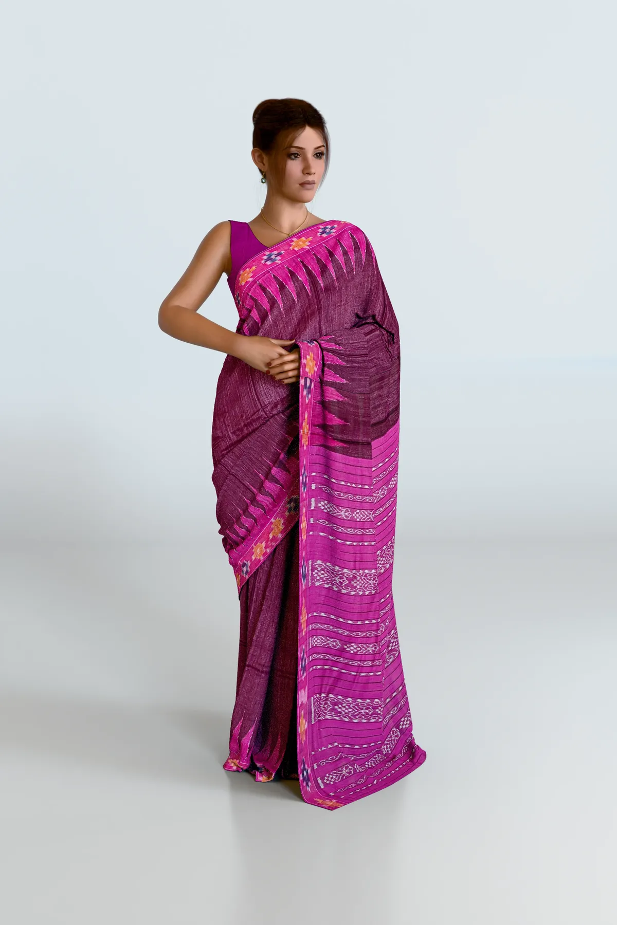 Maroon Pasapali Border Eri Silk Saree