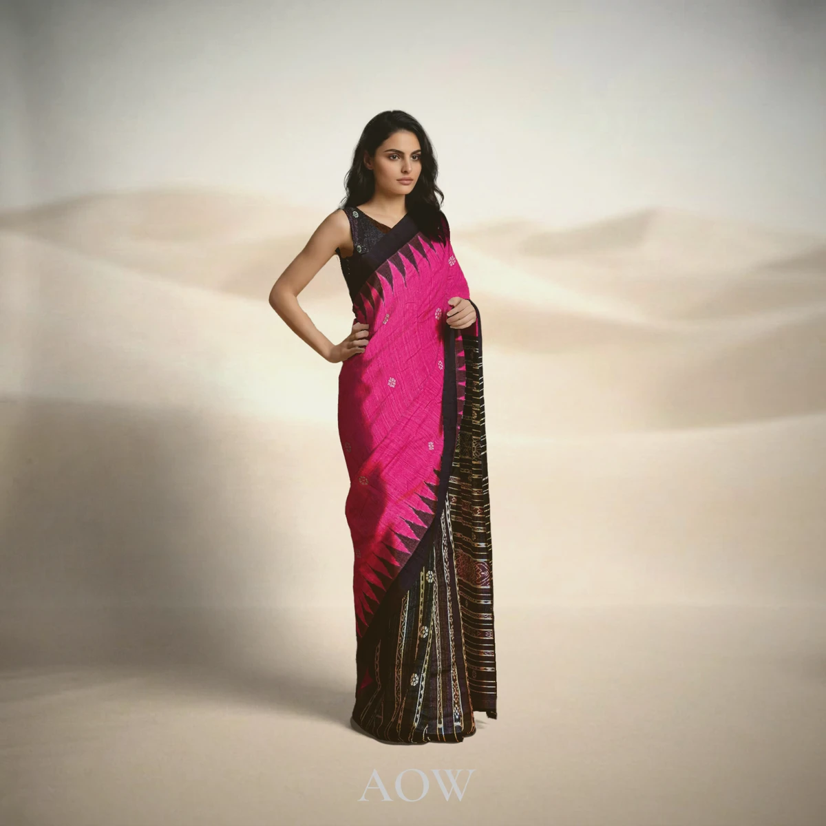 Pink Patli Pallu Eri Silk Saree