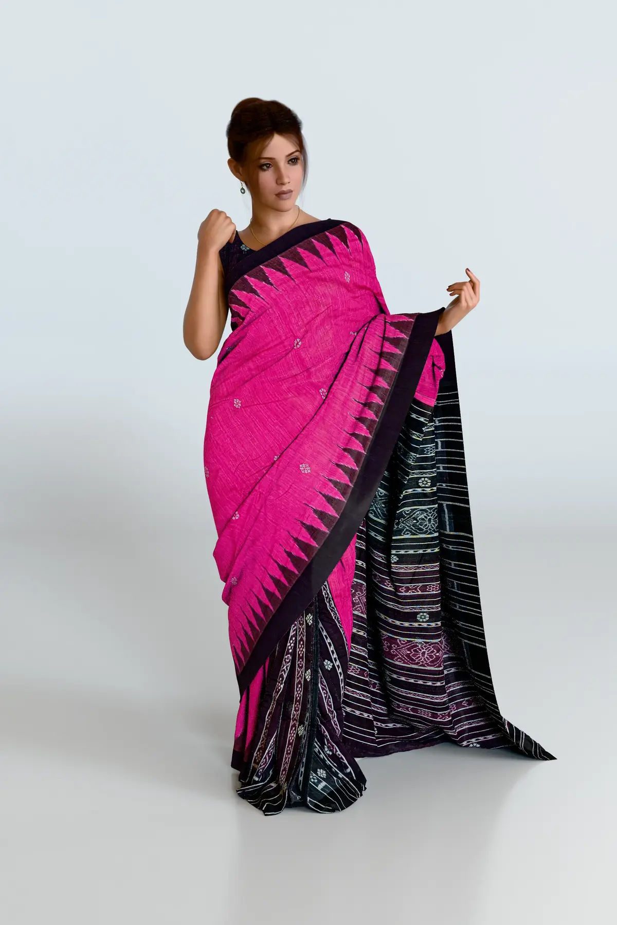 Pink Patli Pallu Eri Silk Saree