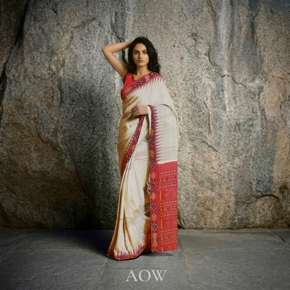 Beige Pasapali Border Eri Silk Saree