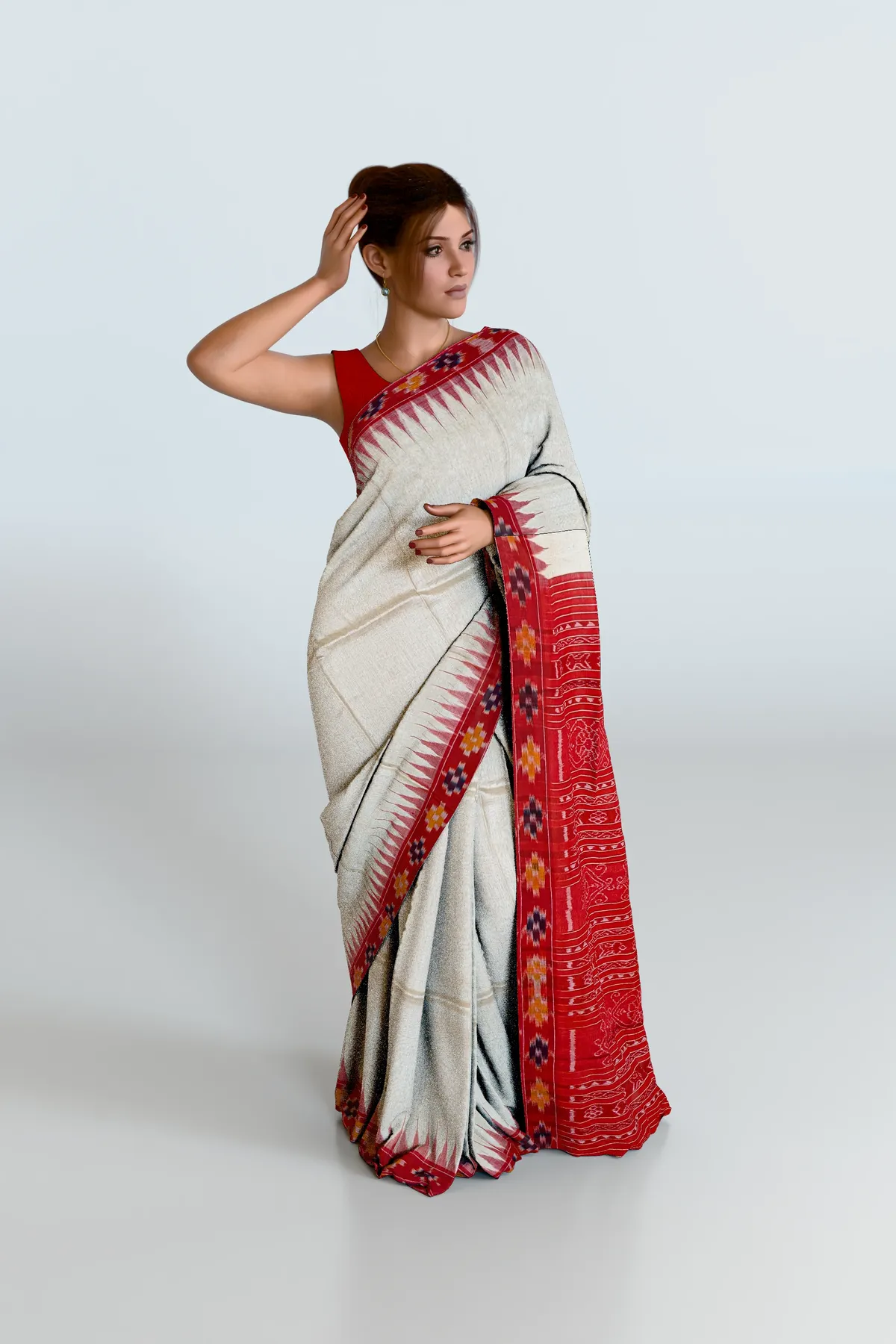 Beige Pasapali Border Eri Silk Saree