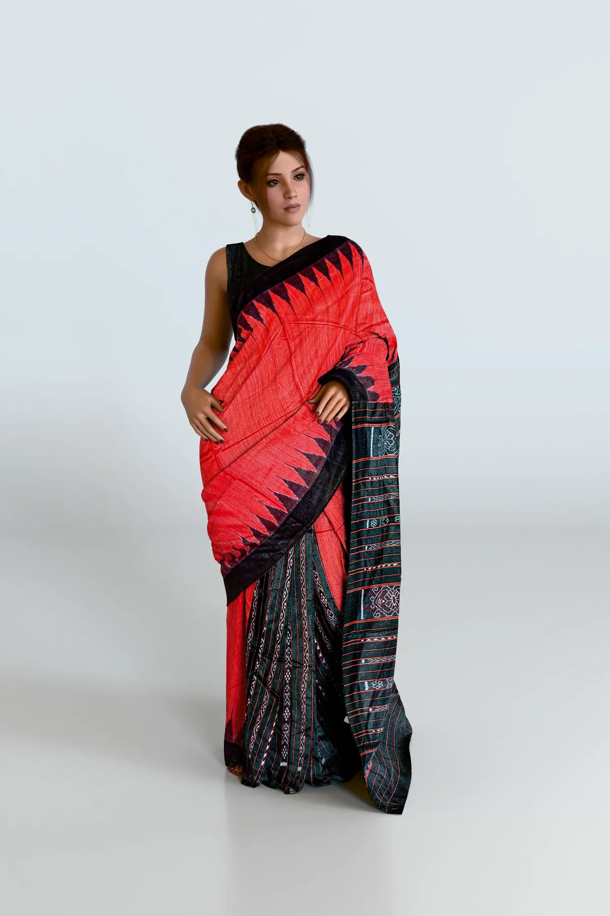 Red Patli Pallu Polished Eri Silk Saree