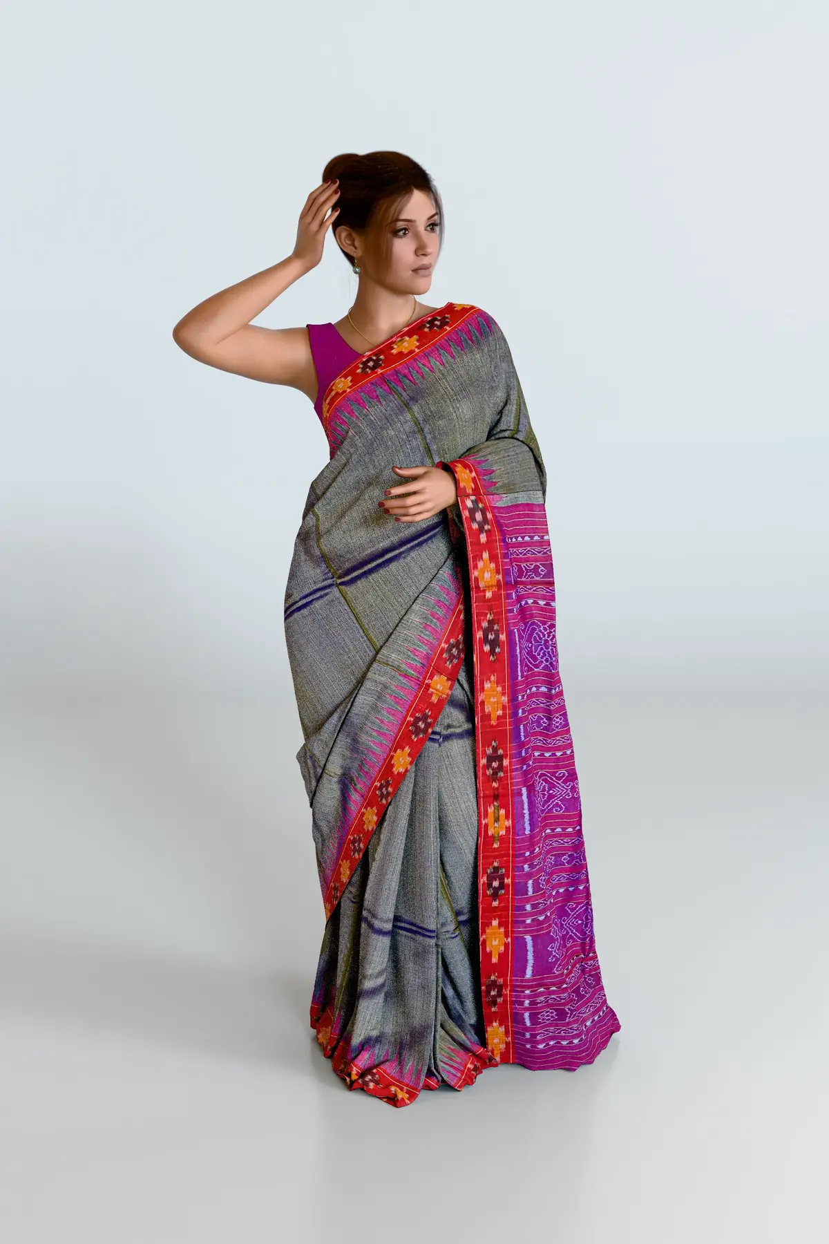 Grey Polished Eri Silk Saree