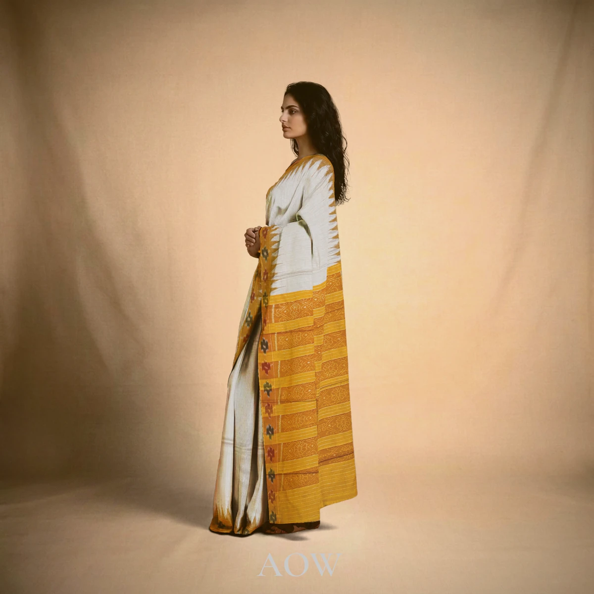 Beige Pasapali Border Eri Silk Saree