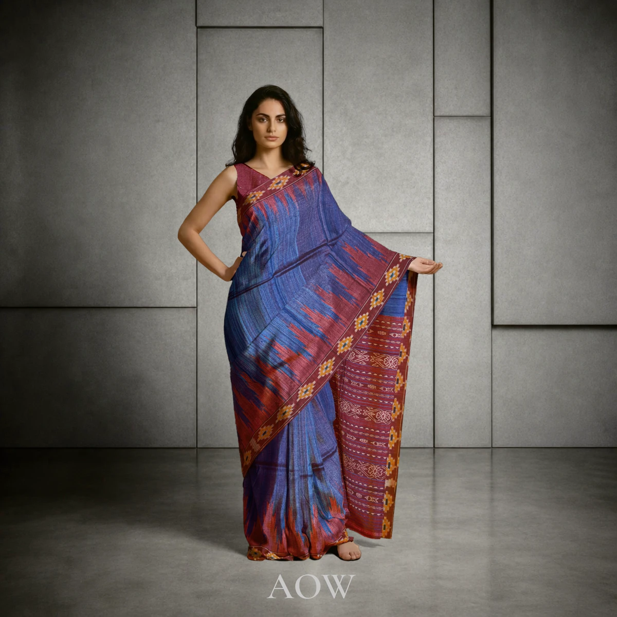 Violet Pasapali Border Gopalpur Tussar Silk Saree