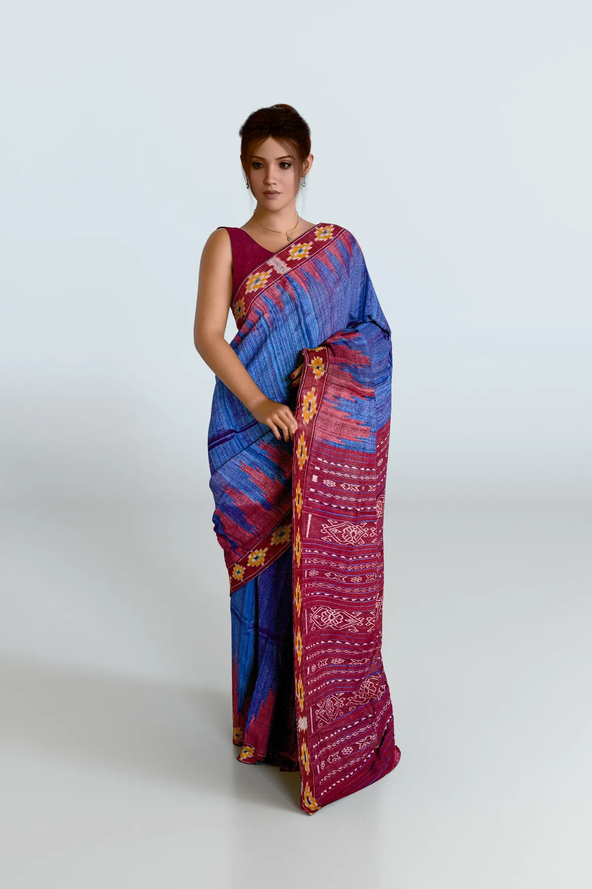 Violet Pasapali Border Gopalpur Tussar Silk Saree