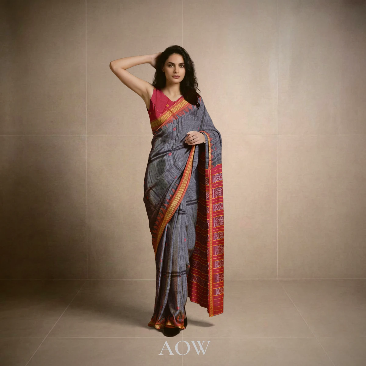 Grey Dobby Gopalpur Tussar Silk Saree
