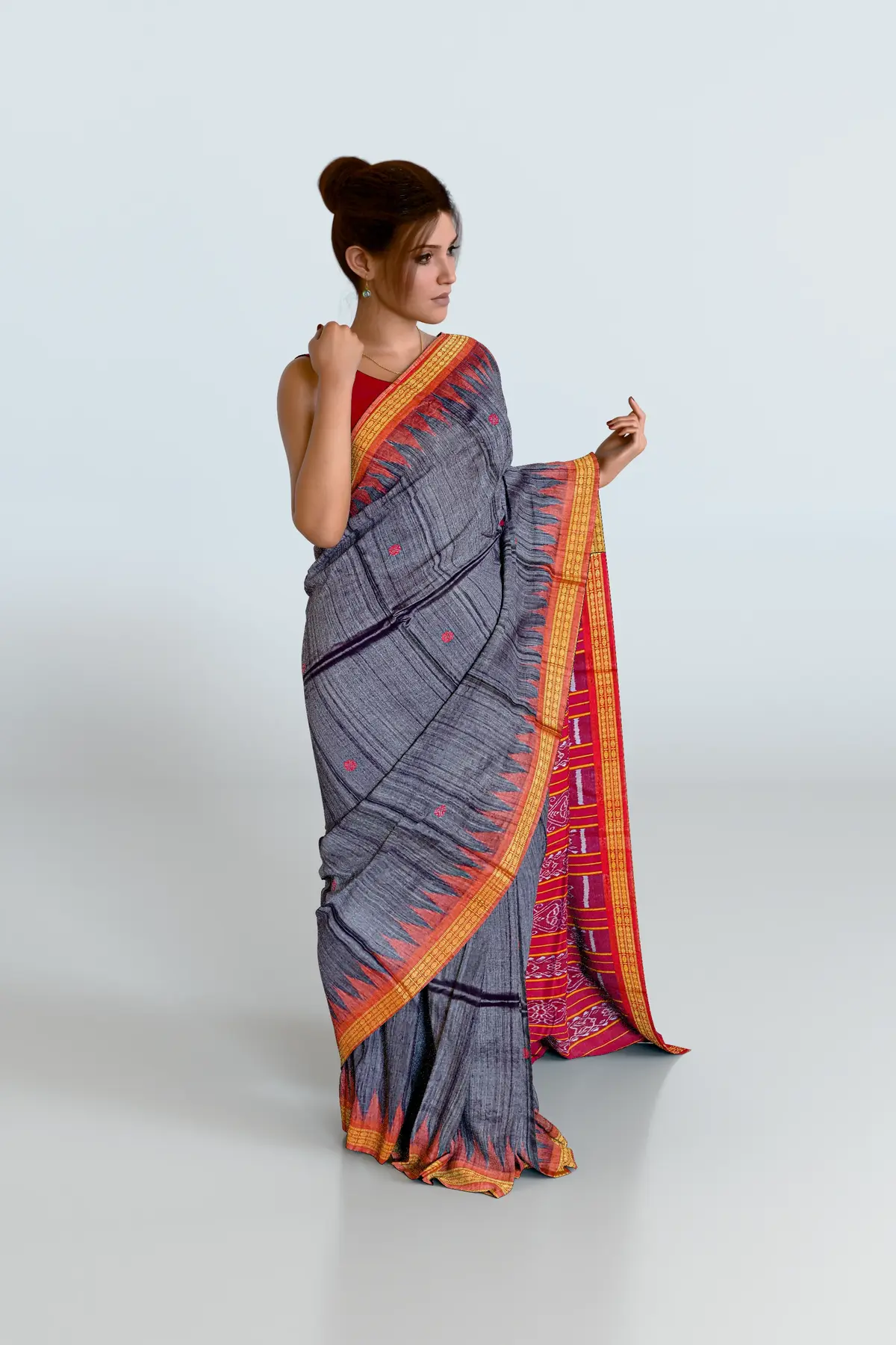 Grey Dobby Gopalpur Tussar Silk Saree