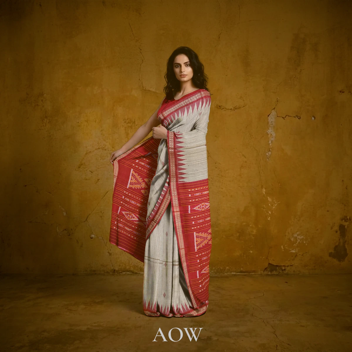 Beige Dobby Gopalpur Tussar Silk Saree
