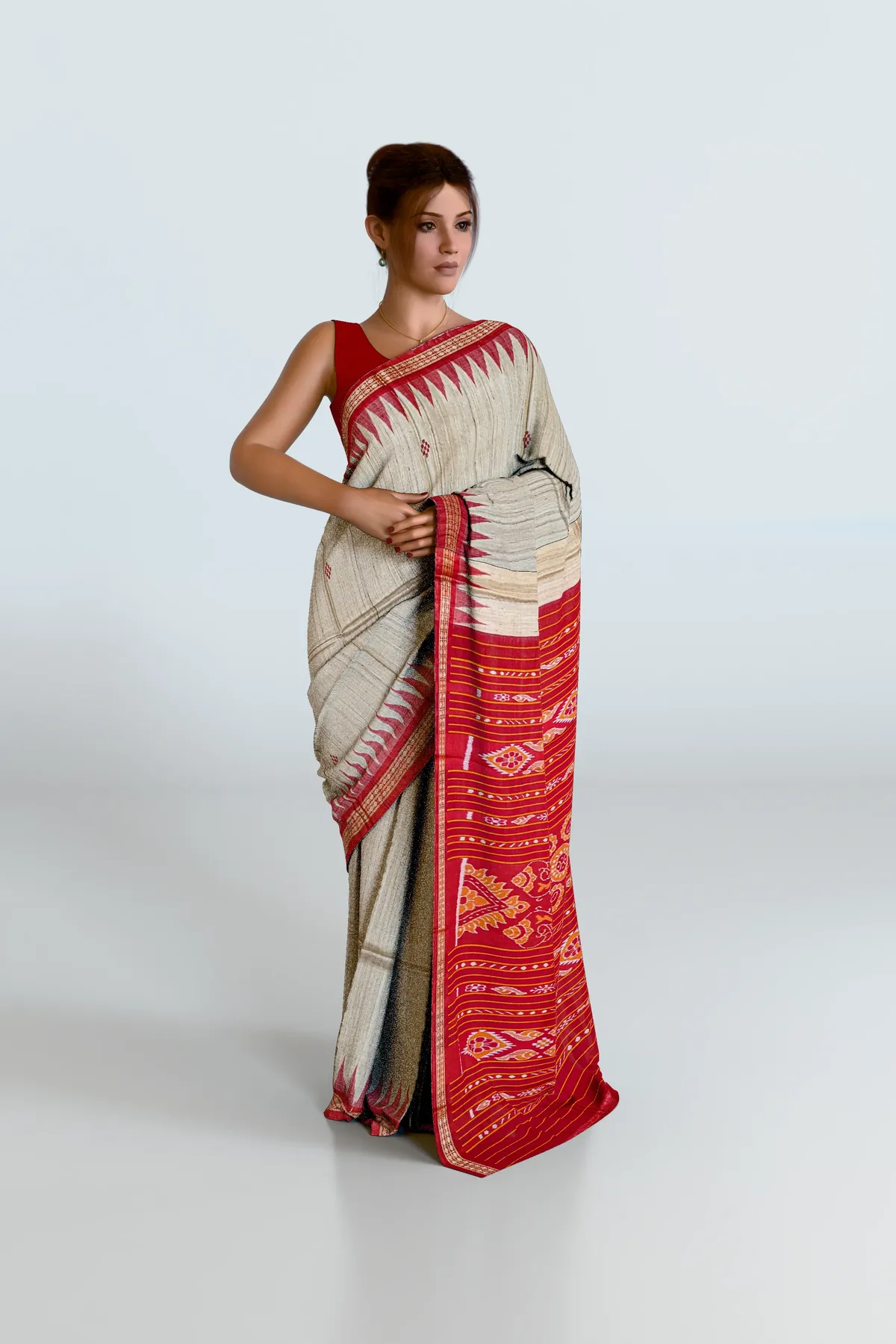 Beige Dobby Gopalpur Tussar Silk Saree