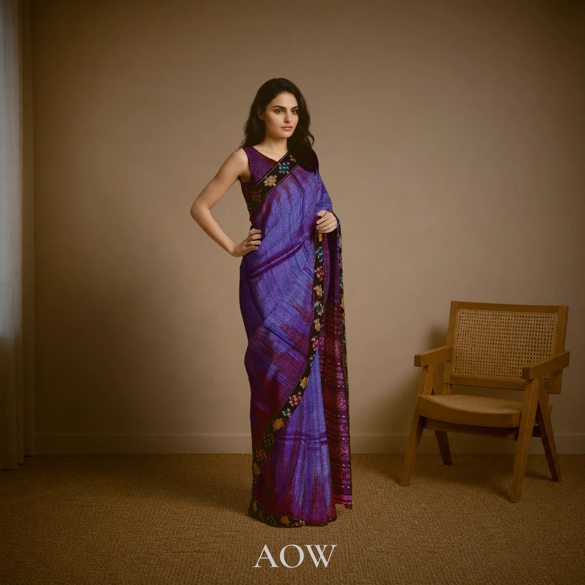 Violet Pasapali Border Gopalpur Tussar Silk Saree